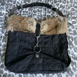 NWOT Coach shoulder bag w faux fur trim